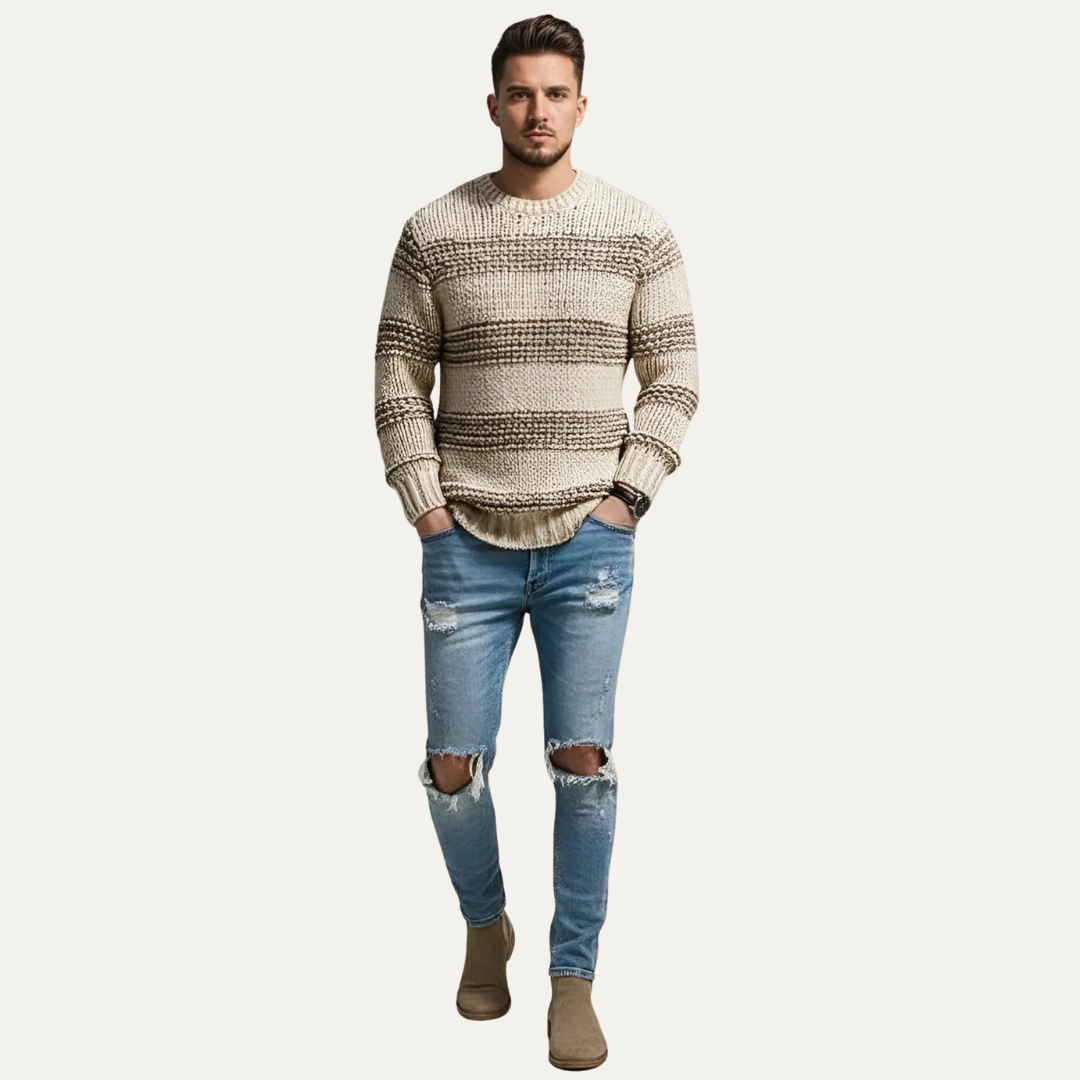 VogeLuxe | Men’s Chunky Striped Knit Sweater