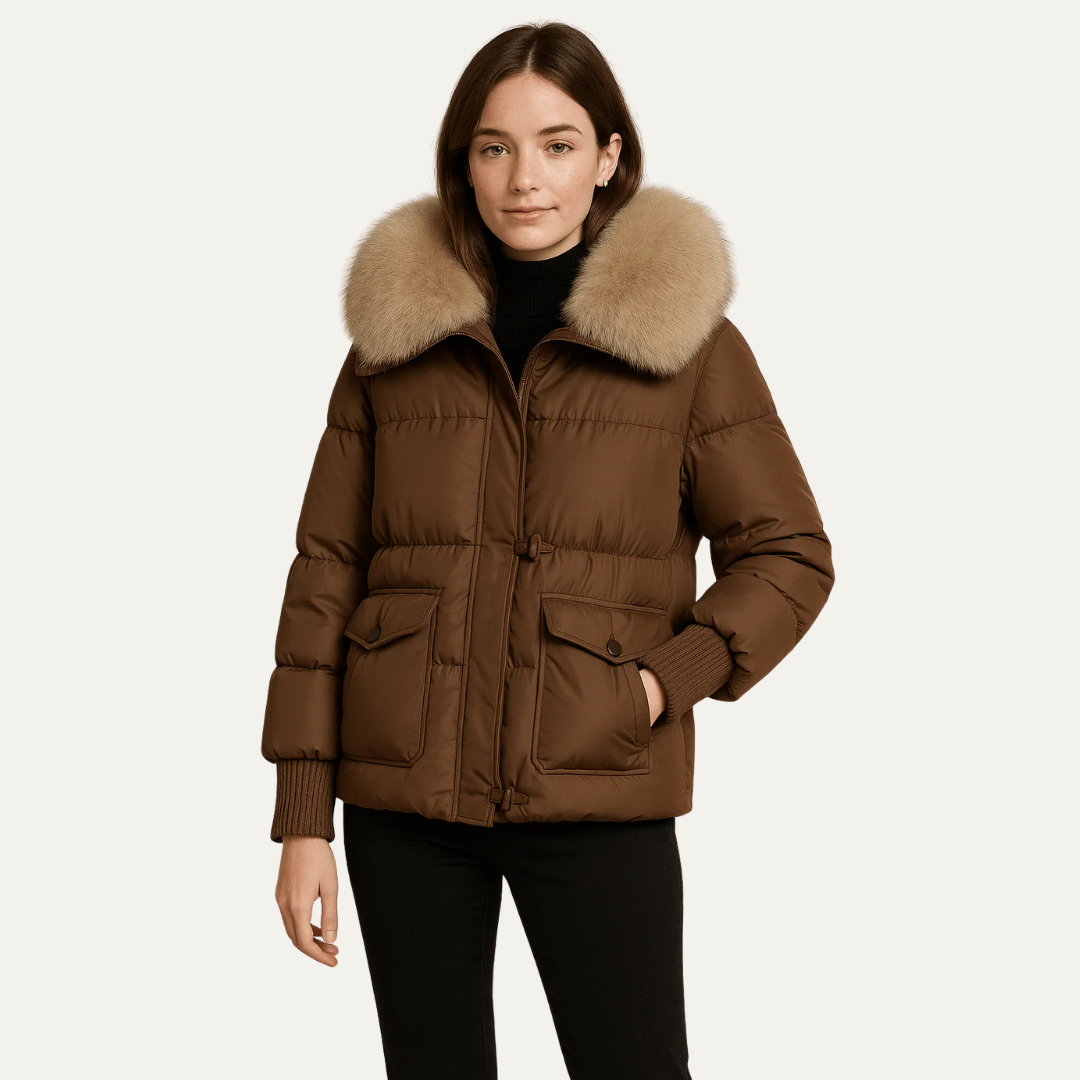 VogeLuxe | Women’s Fur Quilted Cropped Puffer Jacket