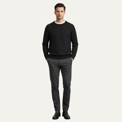 VogeLuxe | Men’s Diamond Knit Round Neck Sweater