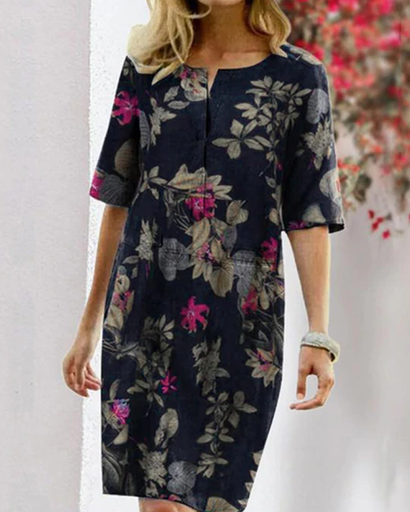 Casual Floral Short Sleeve Women's Dress