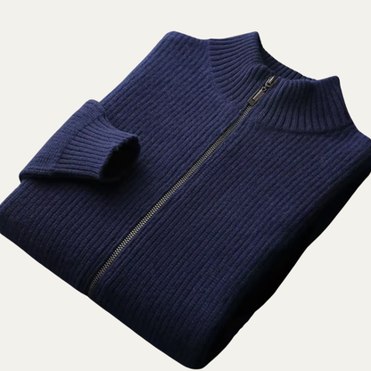 VogeLuxe | Men’s Ribbed Full-Zip Cardigan
