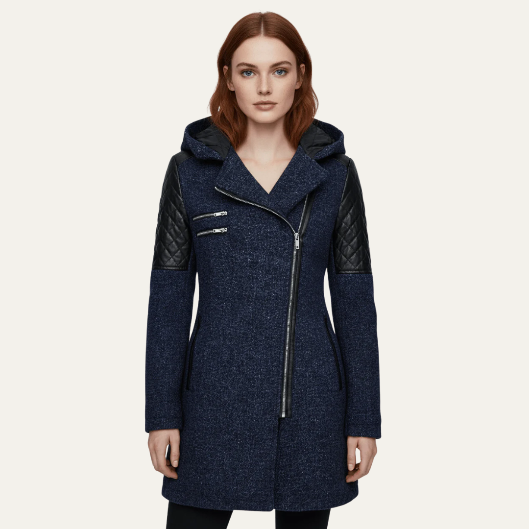 VogeLuxe | Women’s Mid-Length Moto Coat