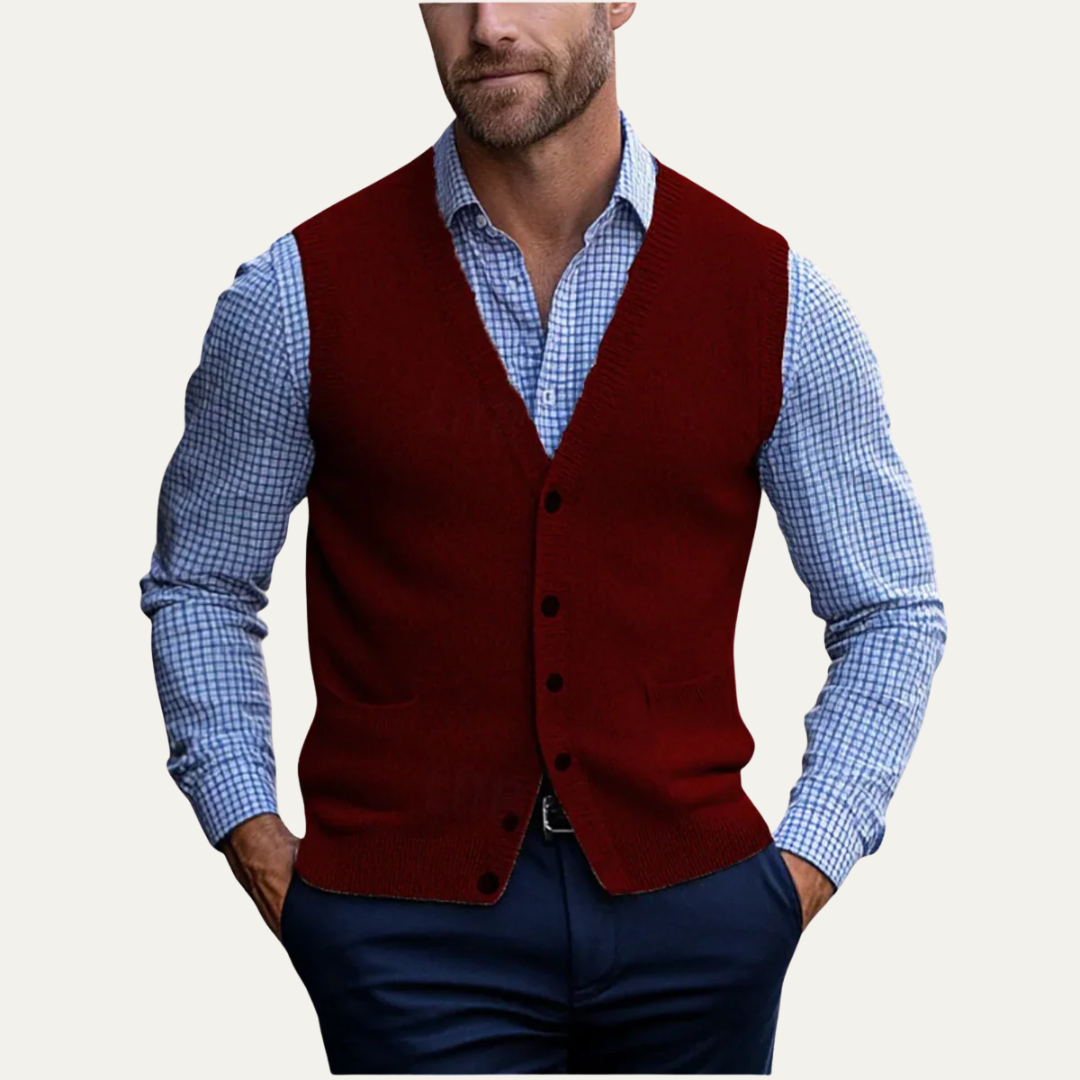 VogeLuxe | Men’s Classic Button-Front Sweater Vest