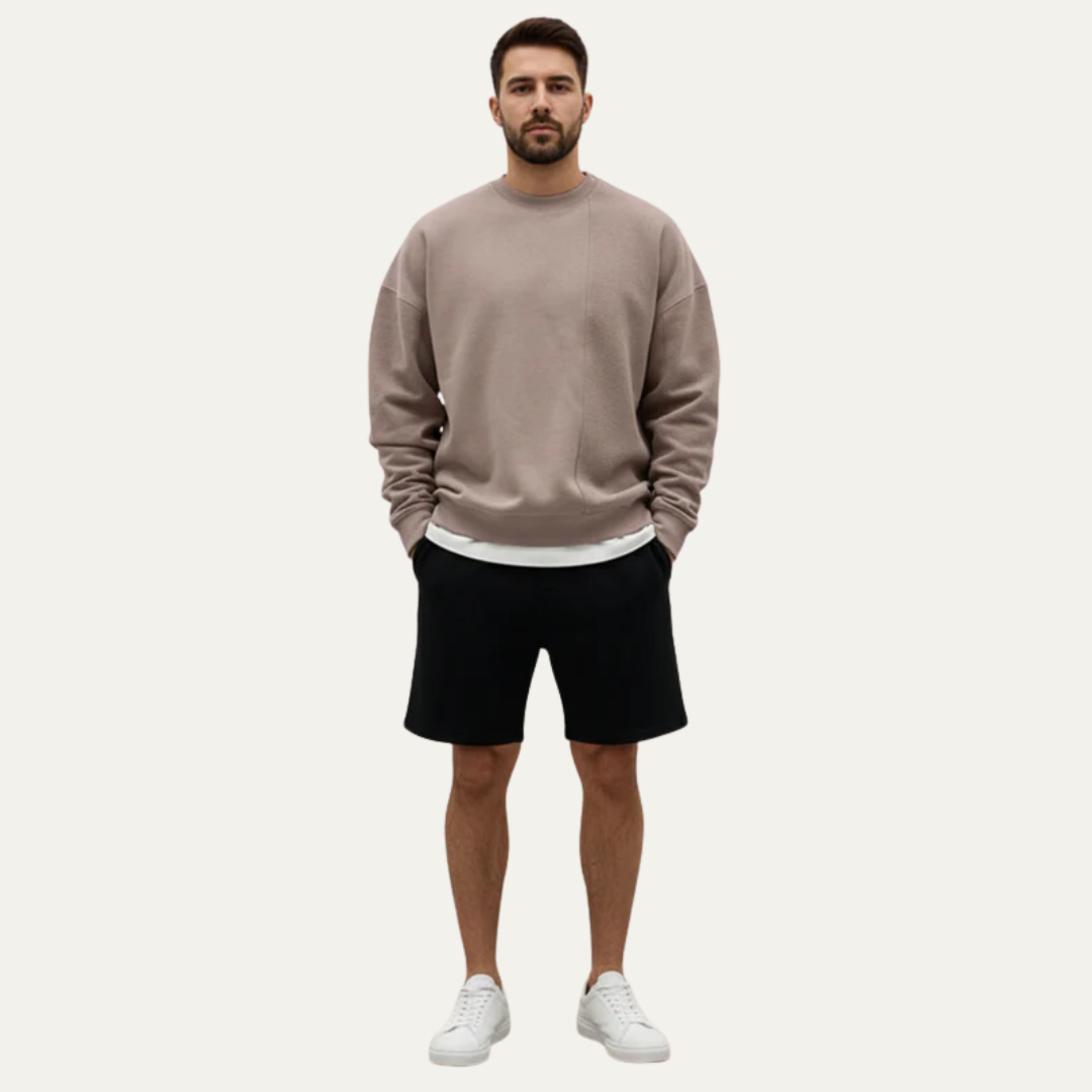VogeLuxe | Men’s Oversized Crewneck Sweatshirt With Exposed Seam