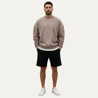 VogeLuxe | Men’s Oversized Crewneck Sweatshirt With Exposed Seam