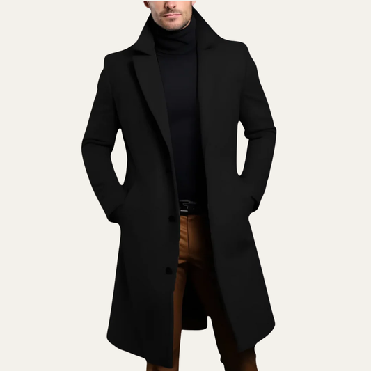 VogeLuxe | Men’s Long Tailored Three-Button Overcoat