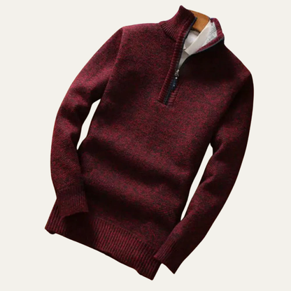 VogeLuxe | Men’s Refined Mock Neck Quarter Zip Sweater