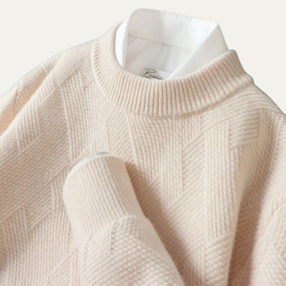 VogeLuxe | Men’s Textured Crewneck Layered Knit Sweater