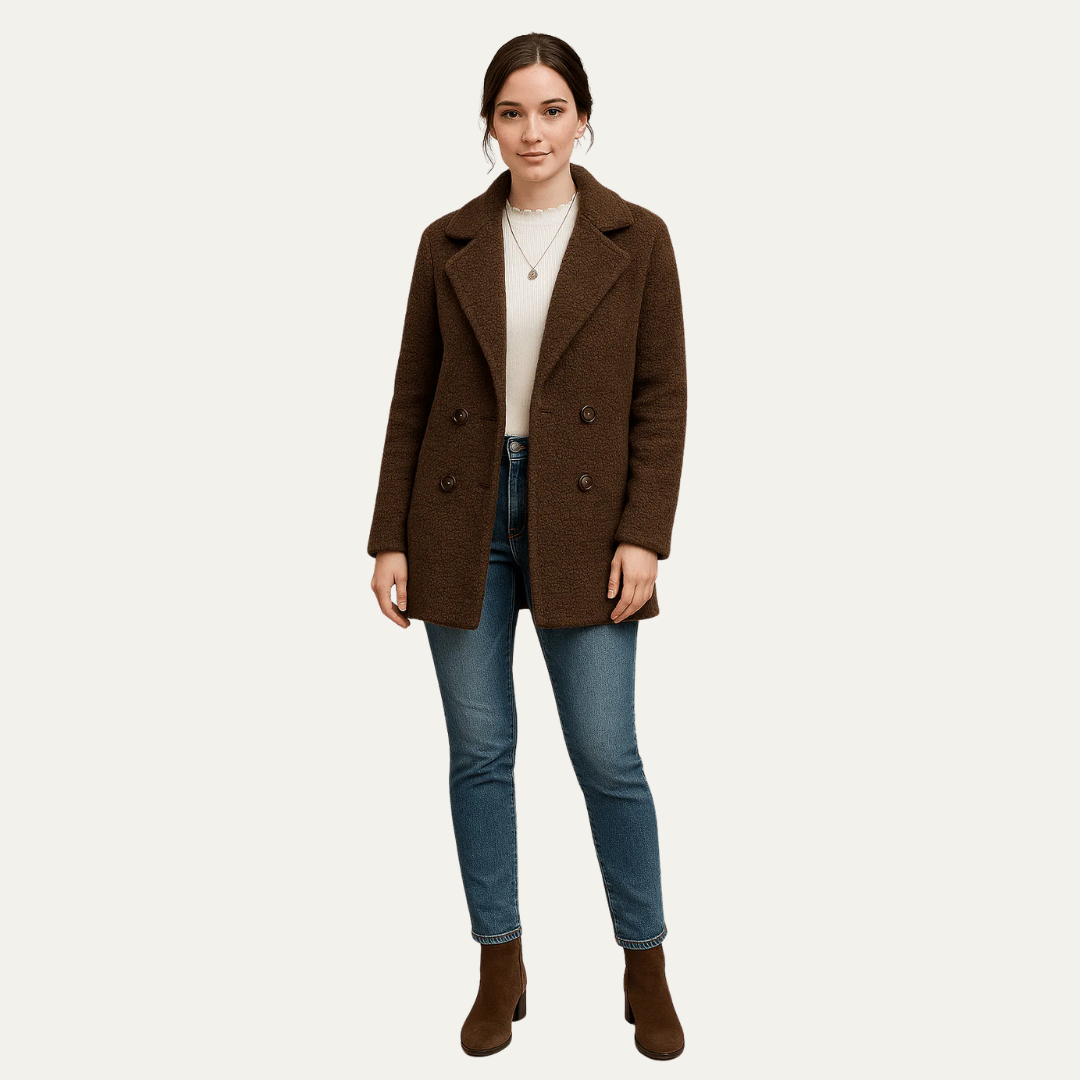 VogeLuxe | Women’s Textured Double-Breasted Peacoat