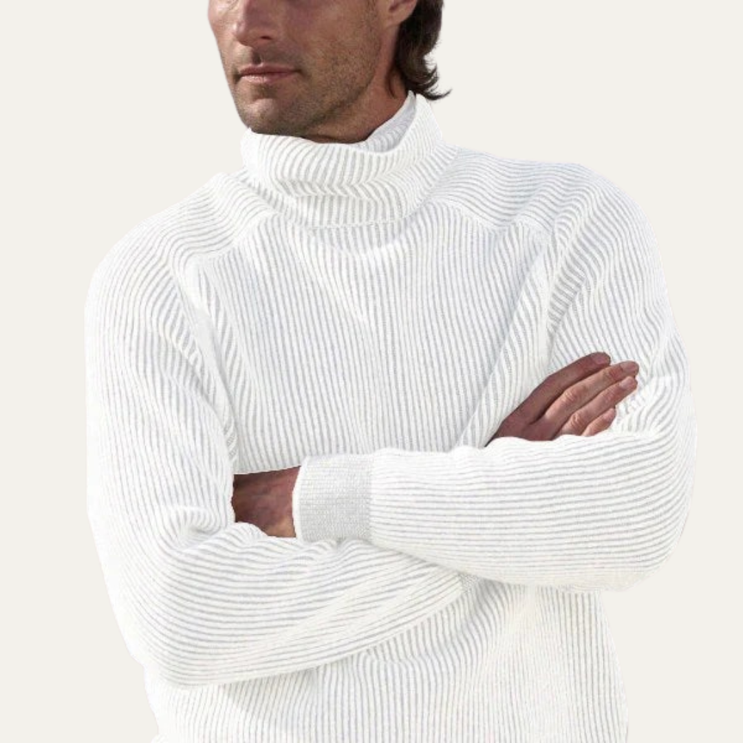 VogeLuxe | Men’s Heavyweight Ribbed Knit Turtleneck Sweater