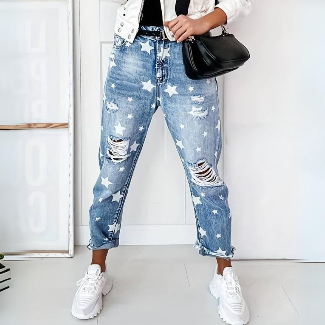 Trendy Distressed High Waist Women's Jeans