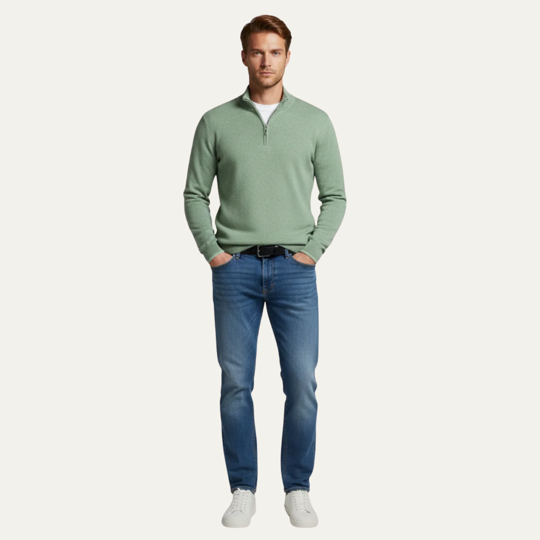 VogeLuxe | Men’s Fine Gauge Quarter Zip Pullover