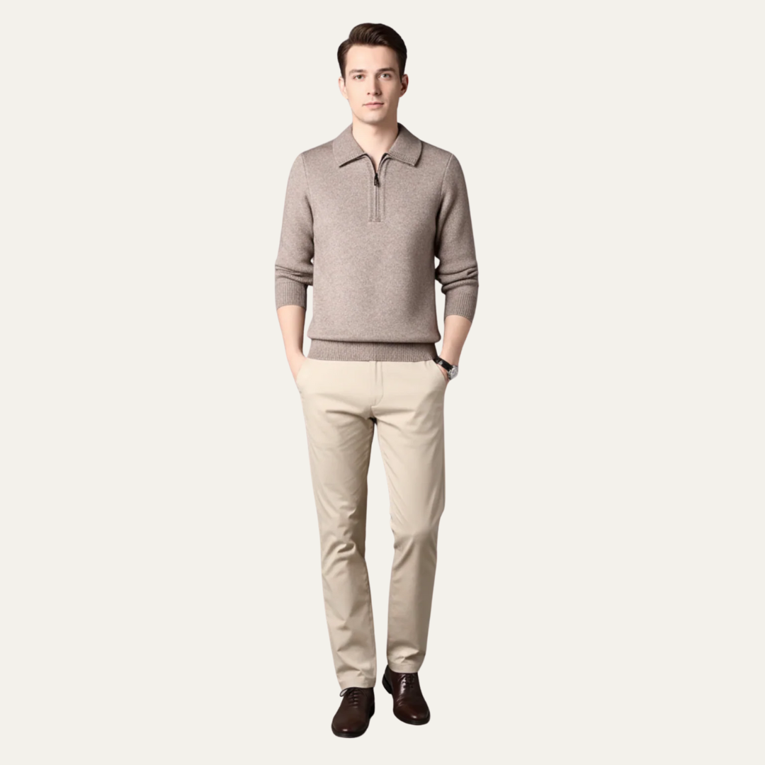 VogeLuxe | Men’s Tailored Zip Up Knit Sweater