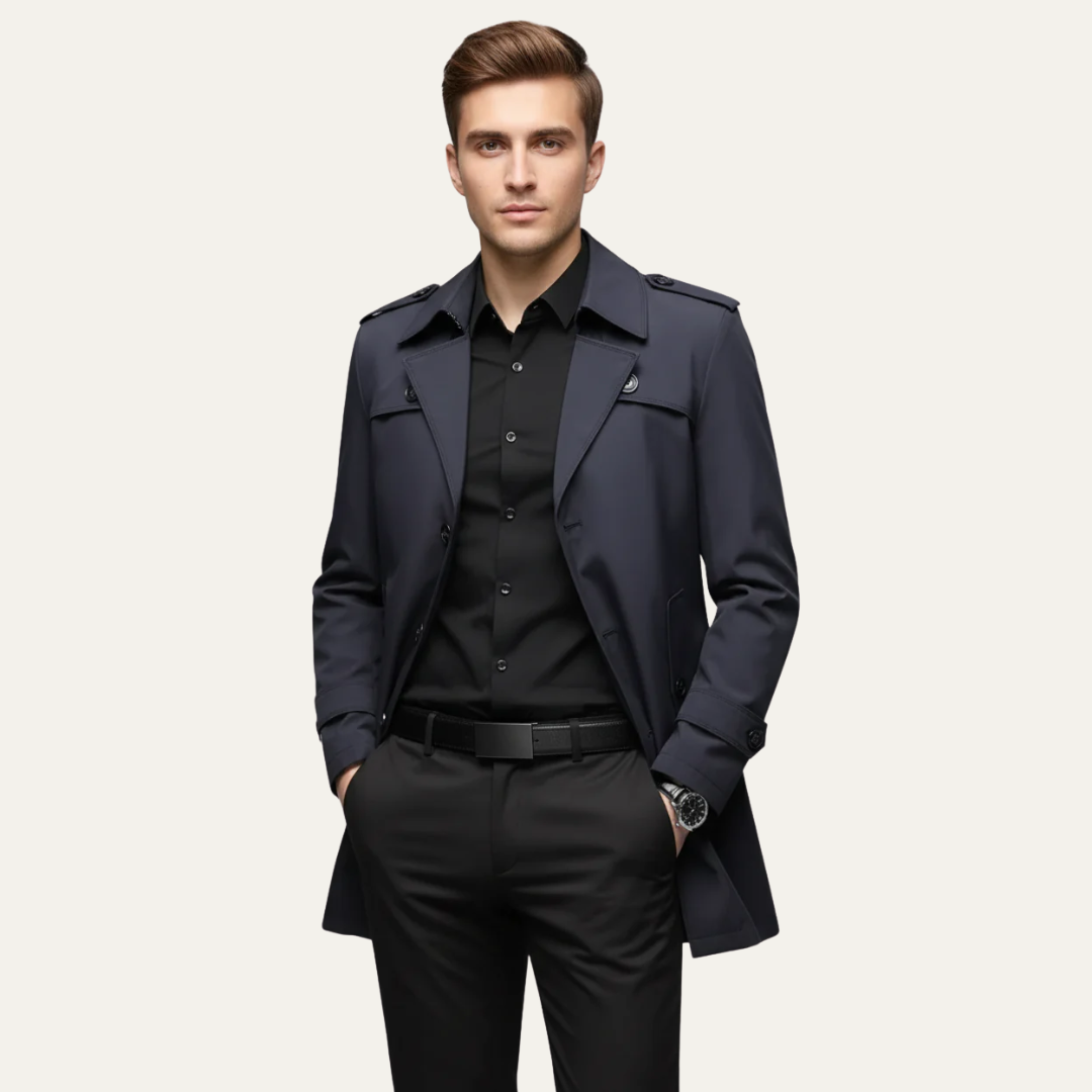 VogeLuxe | Men’s Classic Short Trench Coat