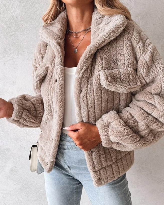 Soft Women's Fleece Button Down Coat