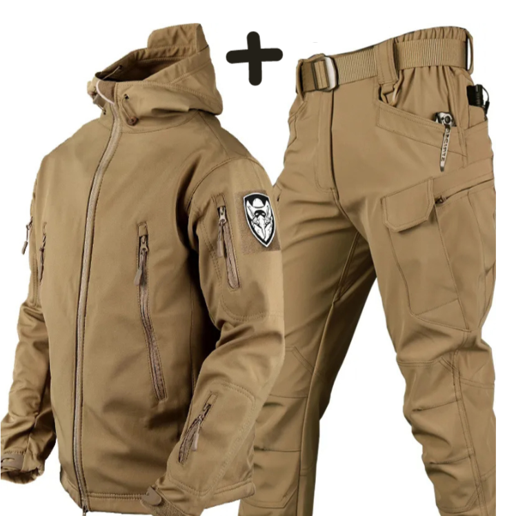 Men's Military Hooded Jacket and Cargo Pant Combo