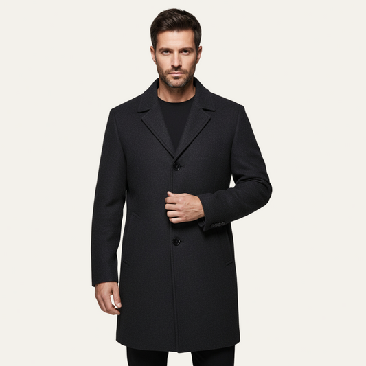 VogeLuxe | Men’s Structured Single Breasted Mid Thigh Topcoat