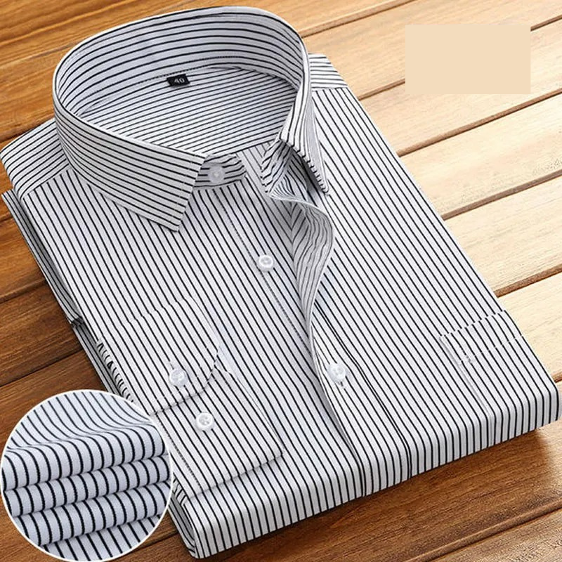 Classic Striped Men's Long Sleeve Dress Shirt