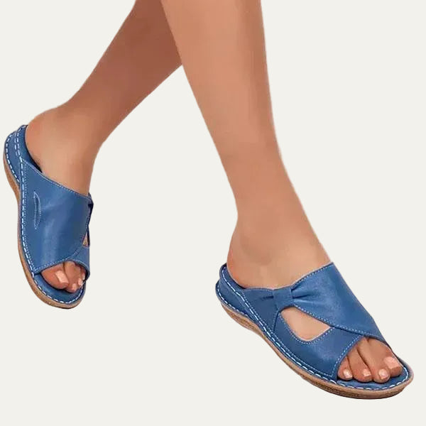 VogeLuxe | Women’s Open Toe Slide Sandals with Asymmetrical Wide Strap