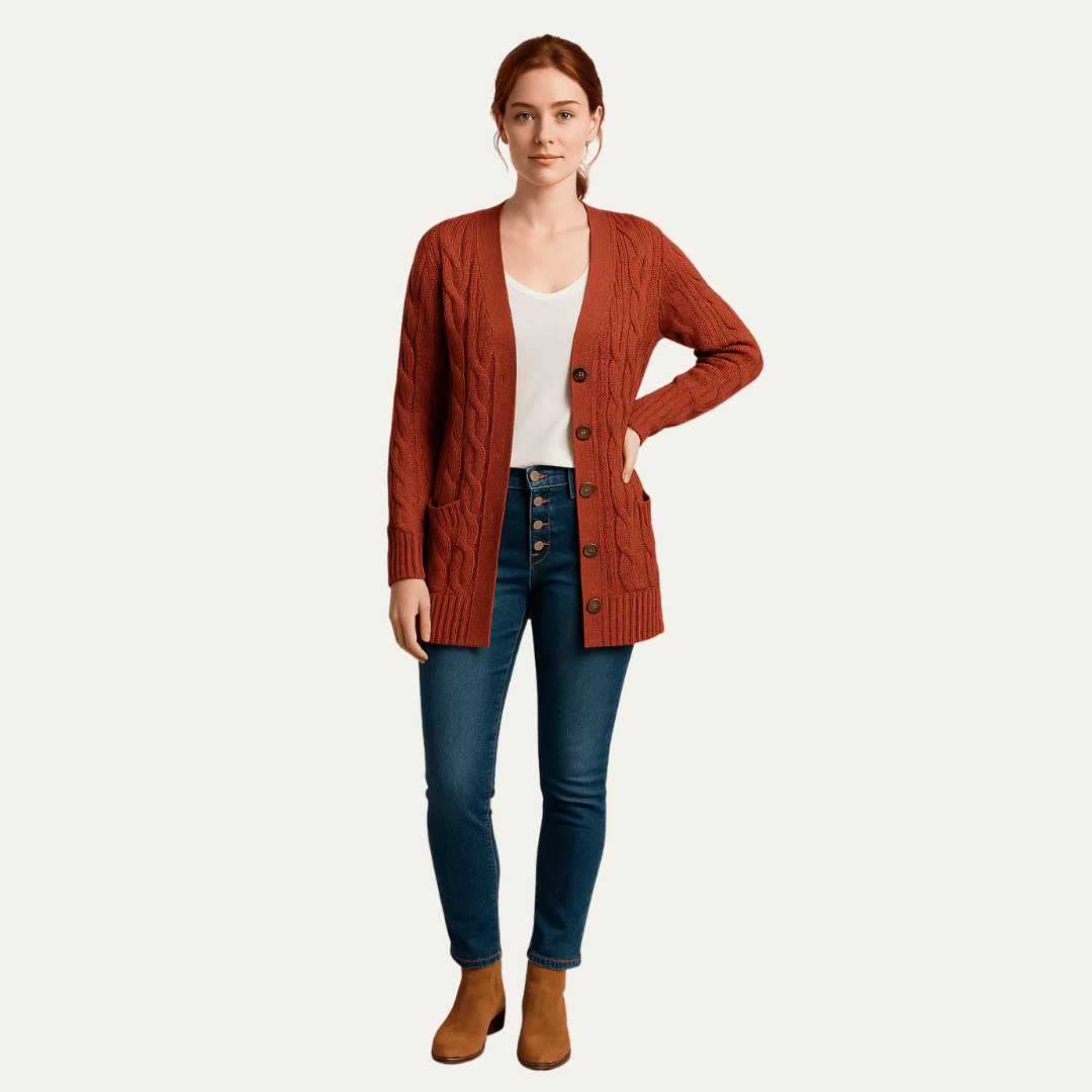 VogeLuxe | Women’s Classic Mid-Length Cardigan Sweater