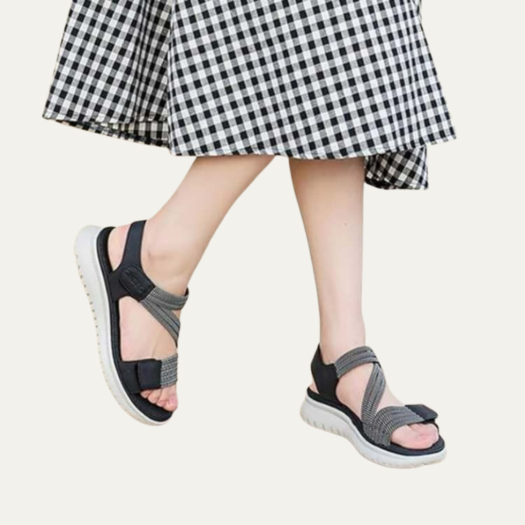 VogeLuxe | Women’s Woven Cross Strap Open Toe Slingback Sandals