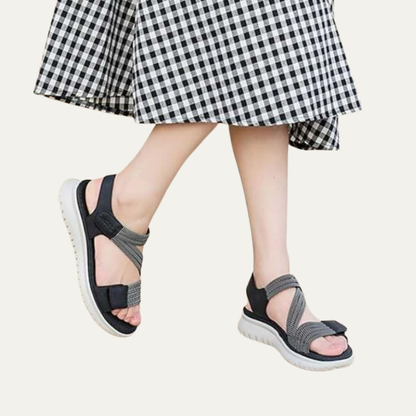 VogeLuxe | Women’s Woven Cross Strap Open Toe Slingback Sandals