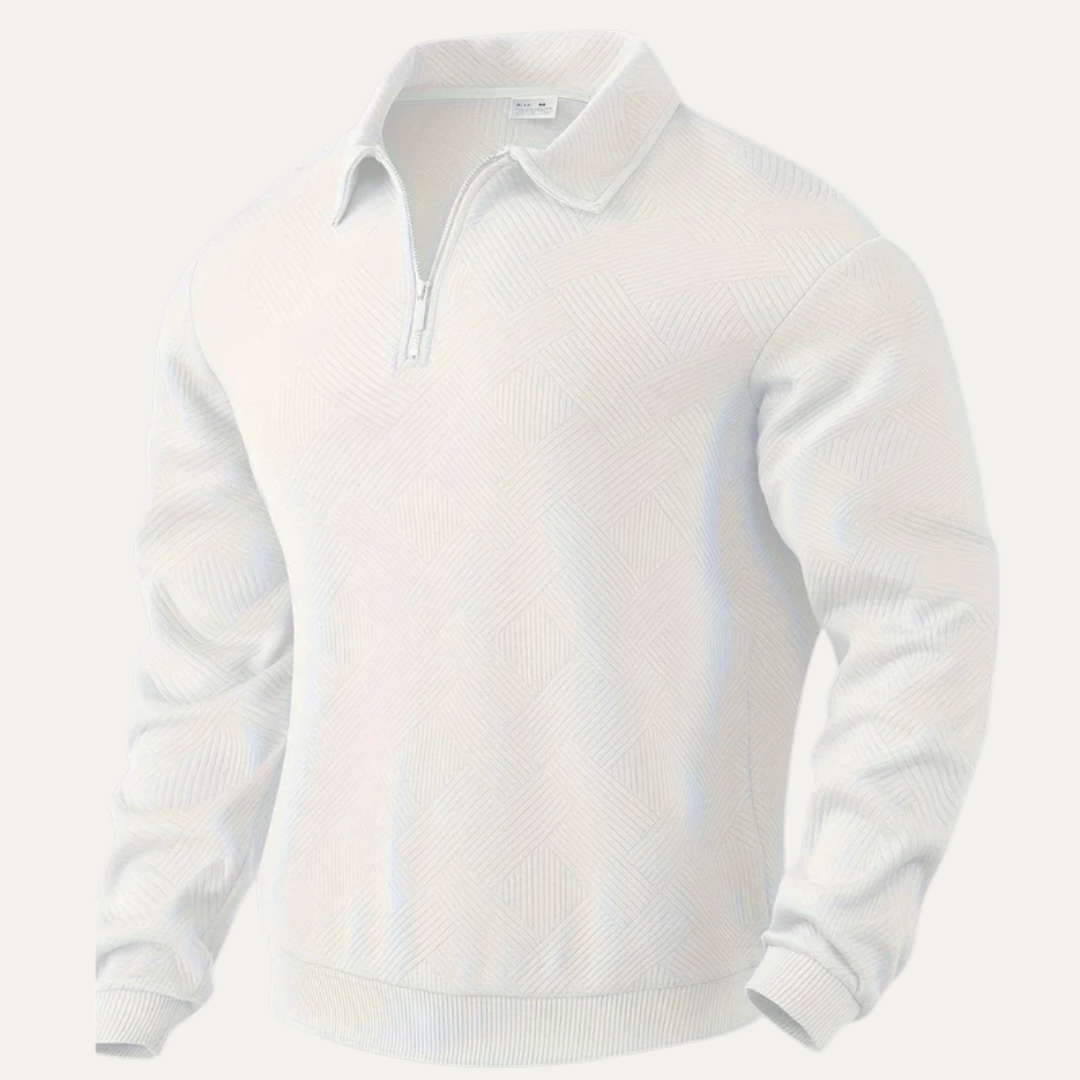 VogeLuxe | Men’s Textured Quarter Zipper Polo Sweater