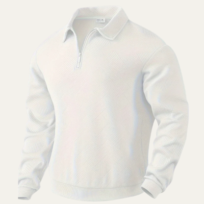 VogeLuxe | Men’s Textured Quarter Zipper Polo Sweater