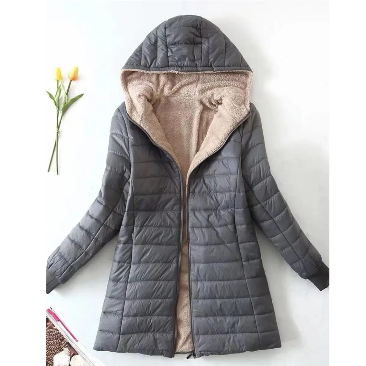 Warm Women's Padded Hooded Coat for Winter