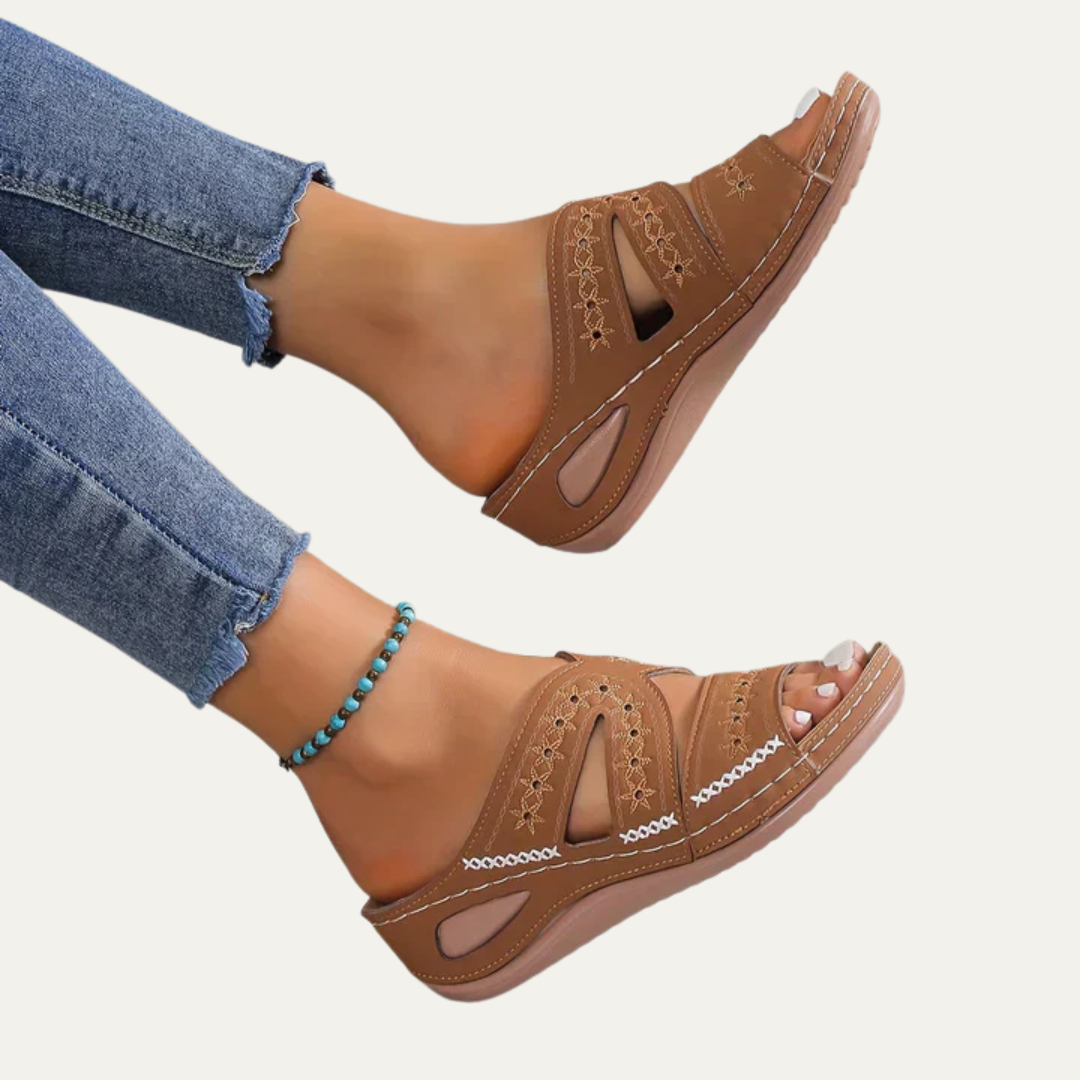 VogeLuxe | Women’s Casual Slip On Wedge Sandal with Contoured Footbed