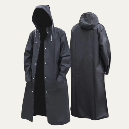 VogeLuxe | Men’s Long Line Hooded Snap Front Raincoat