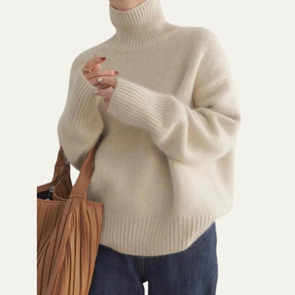 VogeLuxe | Women’s Oversized Ribbed Turtleneck Knit Sweater