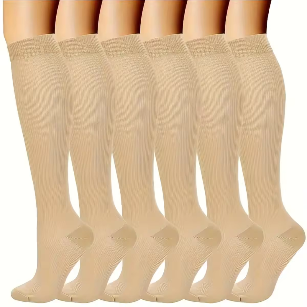 6 Pairs Support Socks - Comfort Circulation Socks for Travel - VogeLuxe