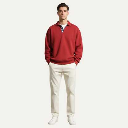 VogeLuxe | Men’s Relaxed Long Sleeve Polo Shirt