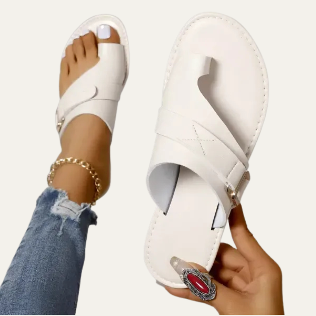 VogeLuxe | Women’s Minimalist Toe Loop Sandals with Asymmetrical Strap