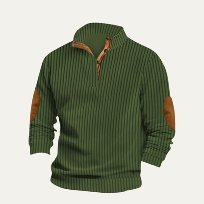 VogeLuxe | Men’s Ribbed Henley Mock Neck Pullover Sweater
