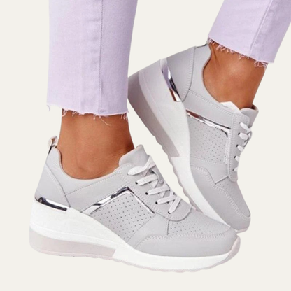 VogeLuxe | Women’s Platform Wedge Sneakers with Metallic Accents