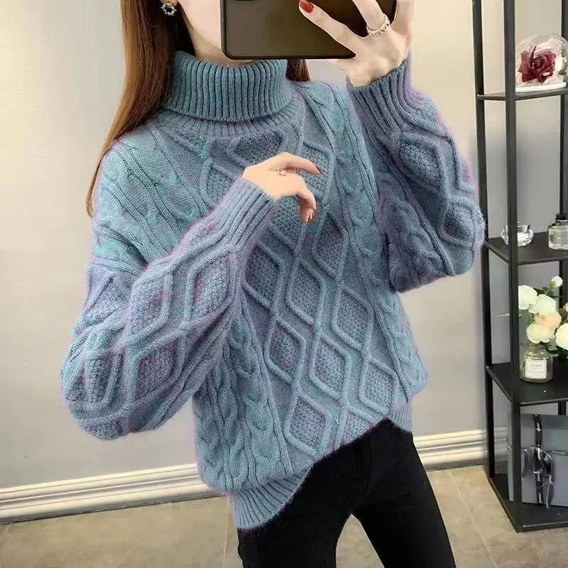 Cozy Women's Oversized Turtleneck Jumper - BritishElegance