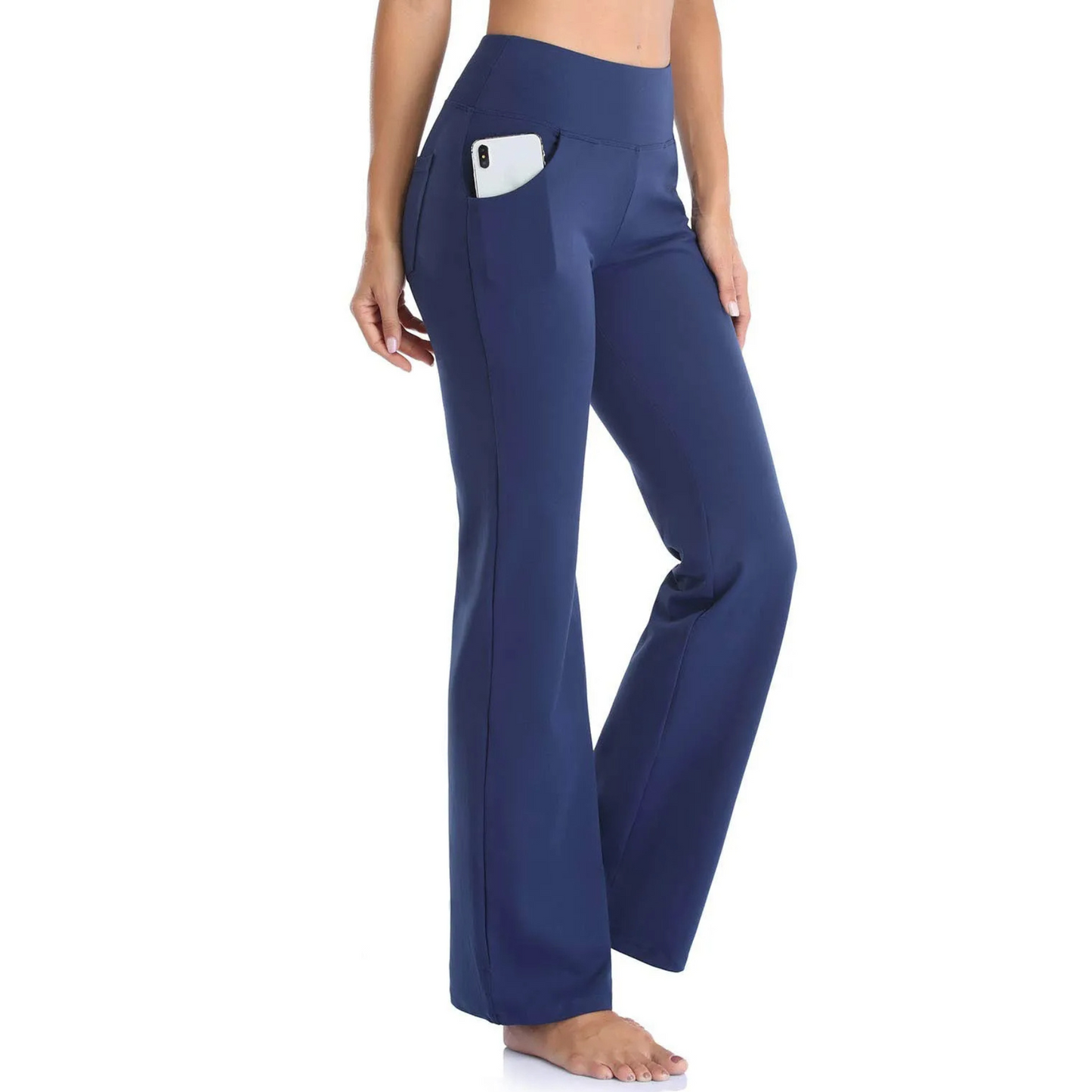 Fit Women's High Waisted Flare Pants with Pockets