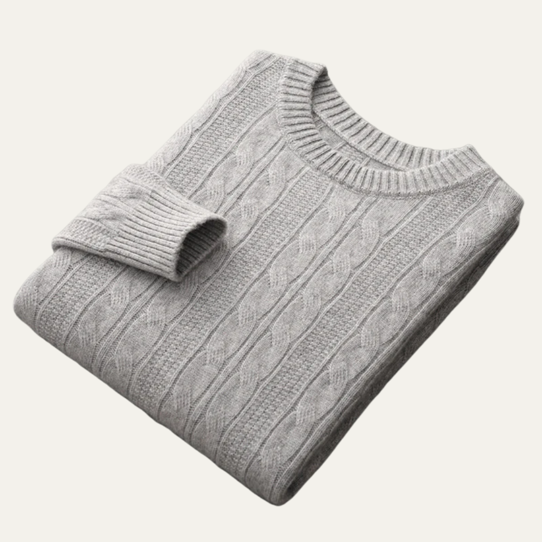 VogeLuxe | Men’s Classic Cable-Knit Crewneck Sweater