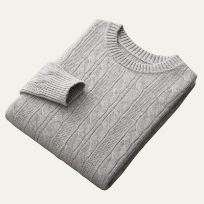 VogeLuxe | Men’s Classic Cable-Knit Crewneck Sweater