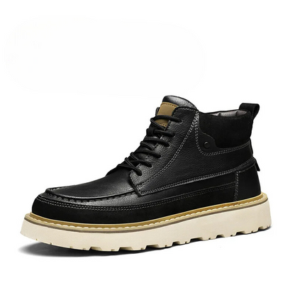 Classic Men's Vegan Leather Ankle Boots with Thick Soles