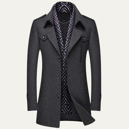 VogeLuxe | Men’s Layered Collar Peacoat Jacket
