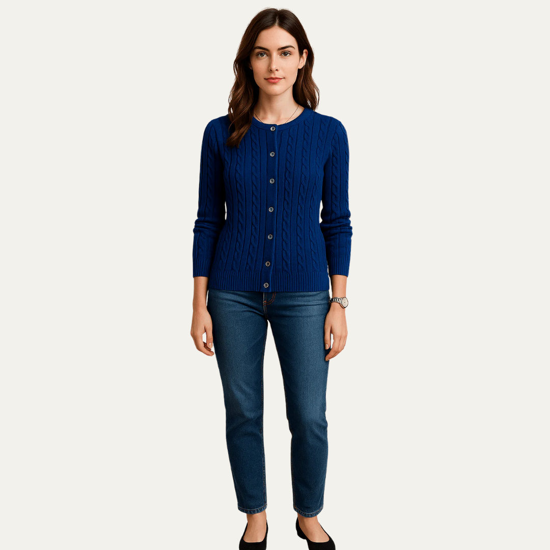 VogeLuxe | Women’s Cable Knit Button-Front Cardigan