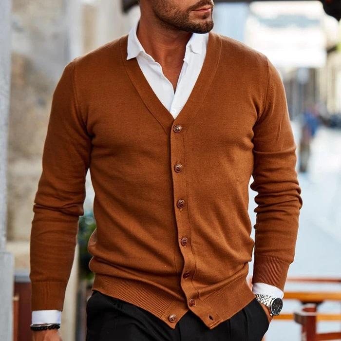Classic Men's Button Front Sweater