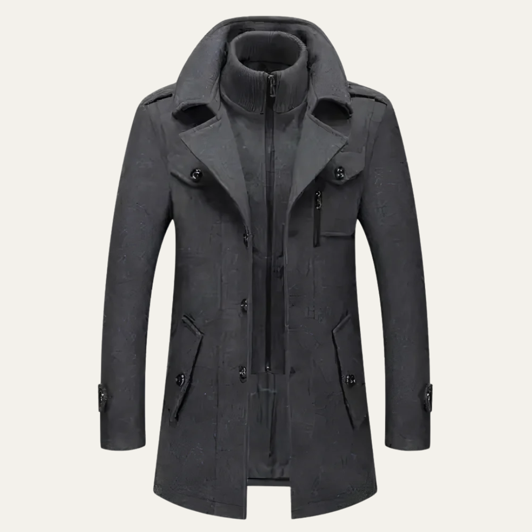 VogeLuxe | Men’s Mid Length Wool Blend Trench Coat