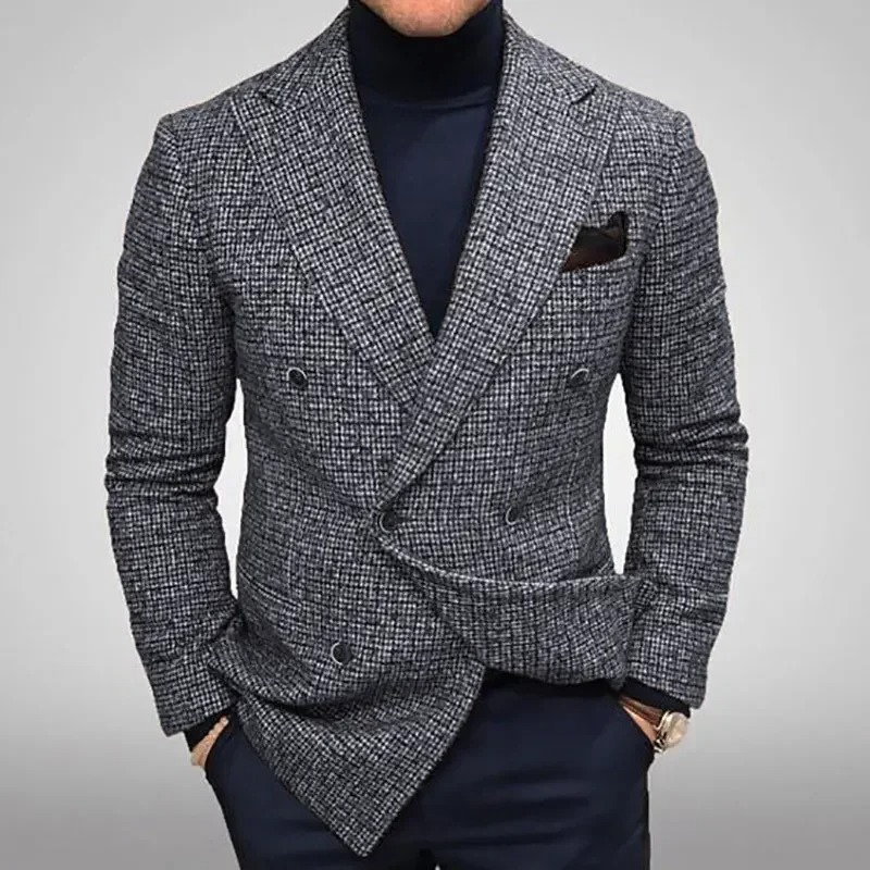 Classic Men's Wool Peak Lapel Blazer