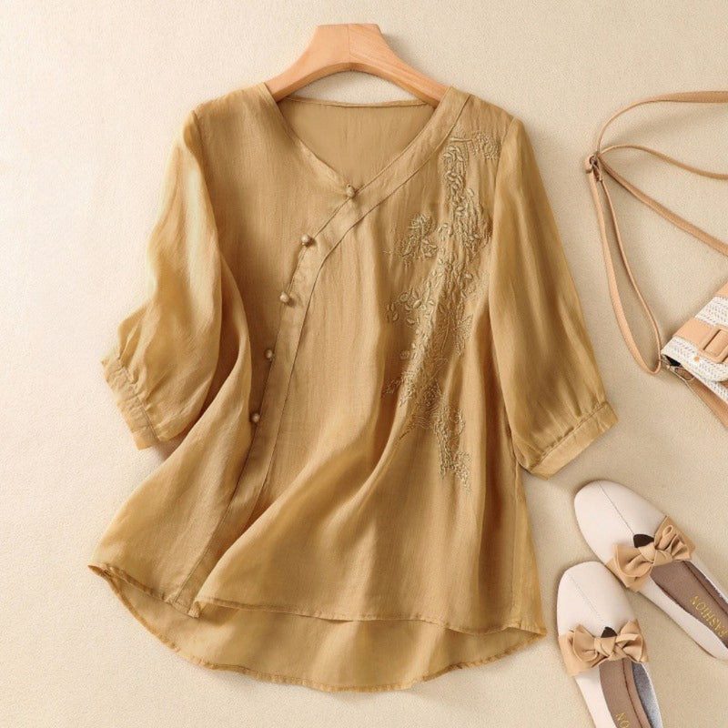 Chic Off Center Button Top