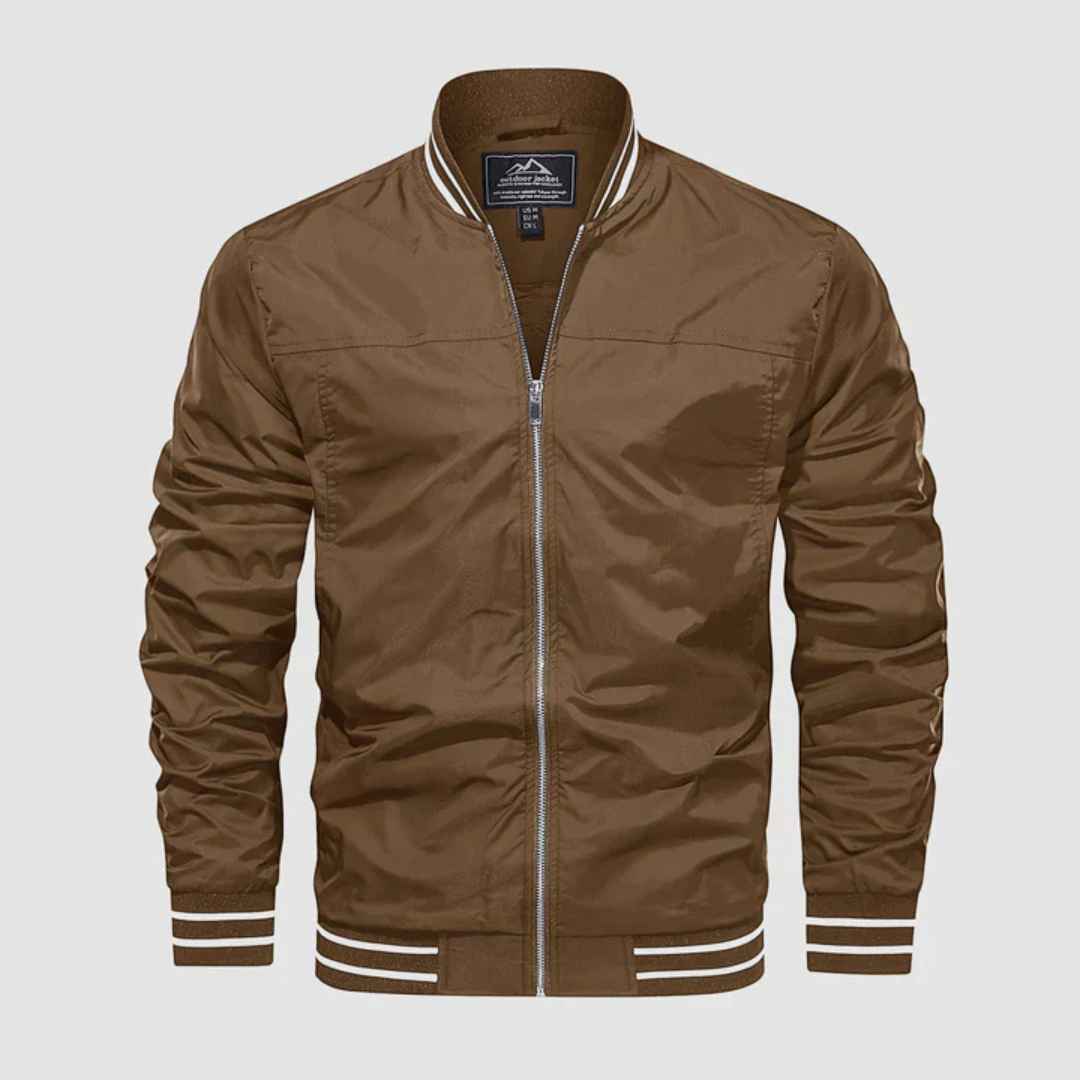 VogeLuxe | Men’s Classic Striped Trim Bomber Jacket