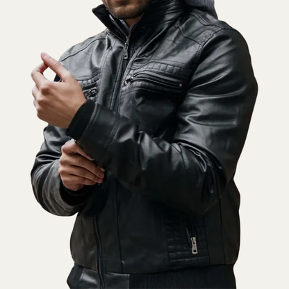 VogeLuxe | Men’s Hybrid Faux Leather Motorcycle Jacket
